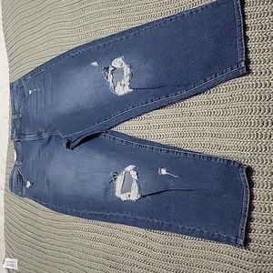 INC International Concepts High Rise Distressed Straight Leg Jeans NWT